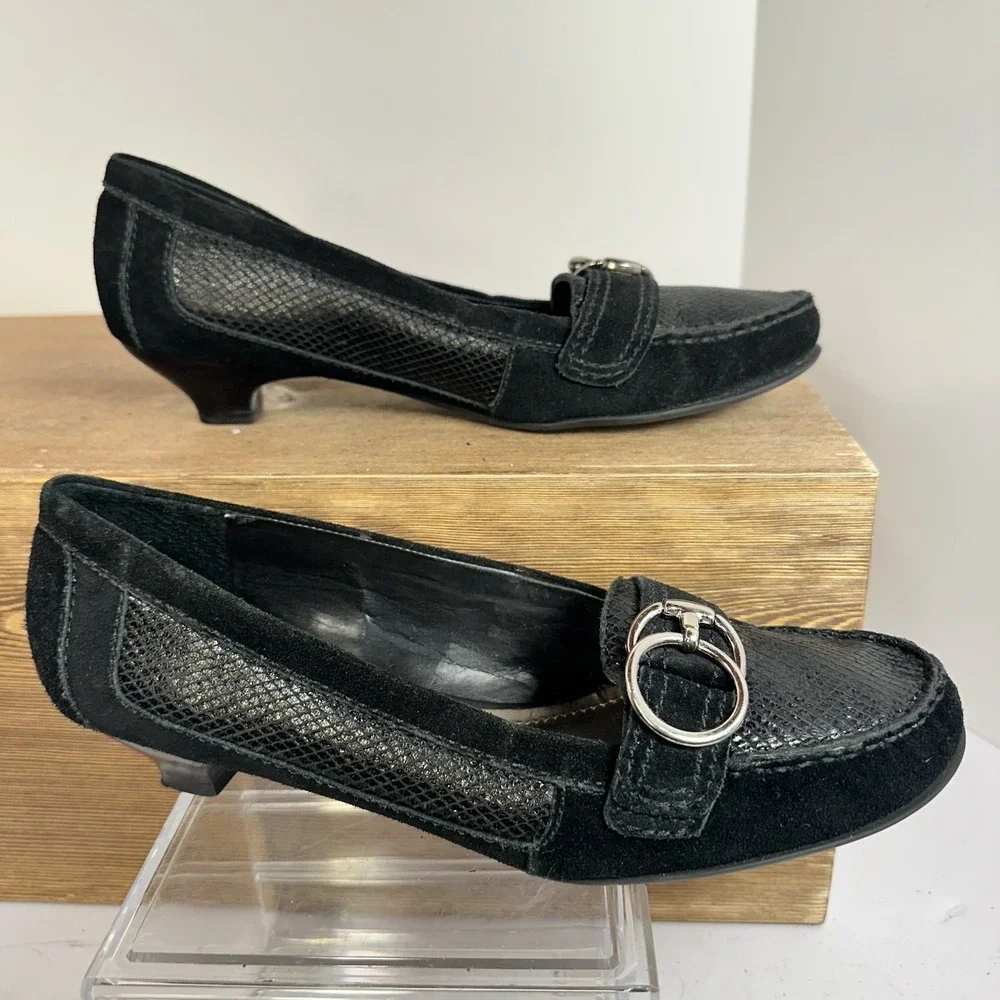 Alex Marie Heeled Loafers Womens 8.5 M Horse Bit Buckle Reptile Snake Old Money